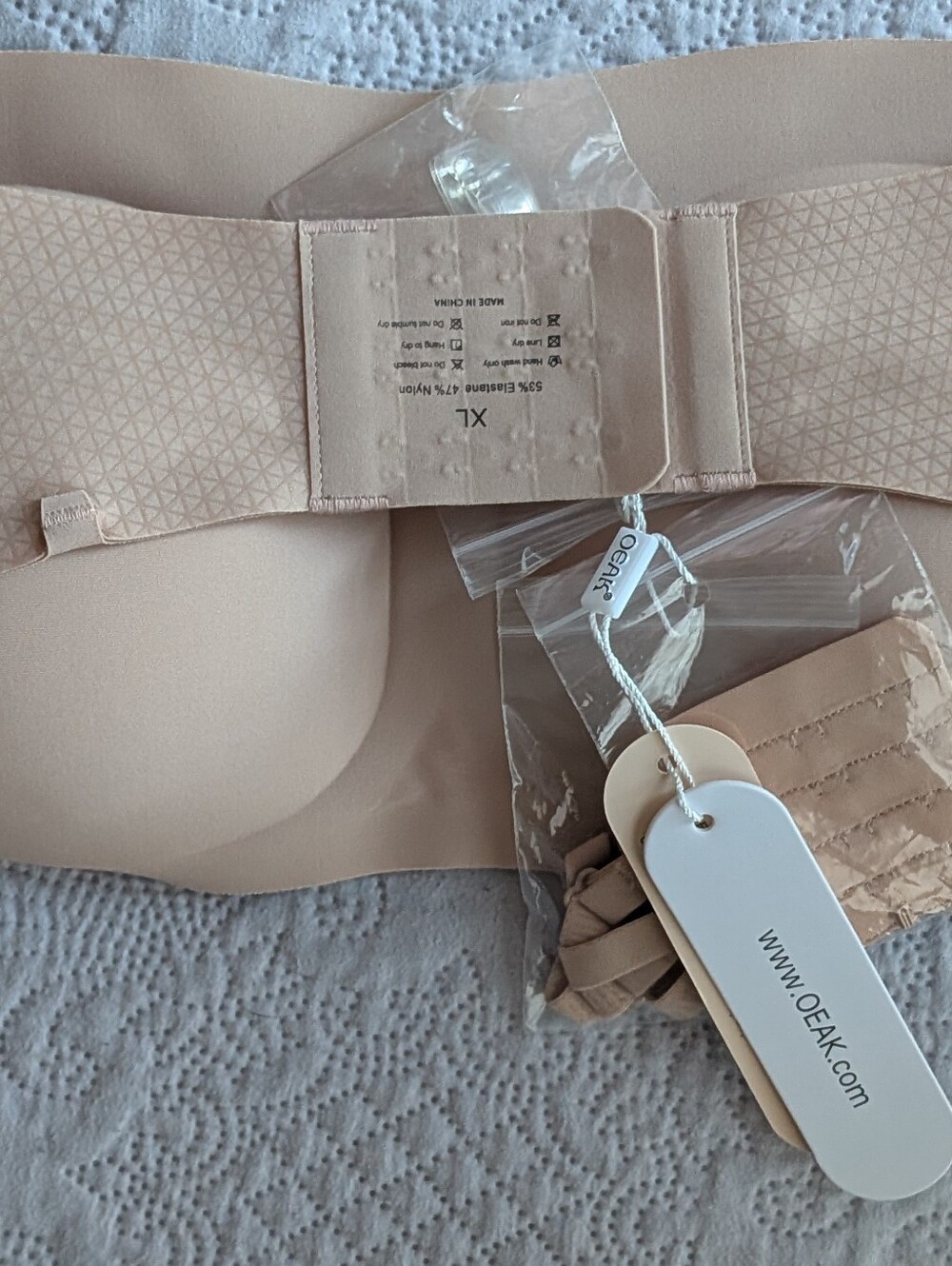 OEAK Nude Strapless Adhesive Bra - Seamless Backless Support, XL - Picture 14 of 16